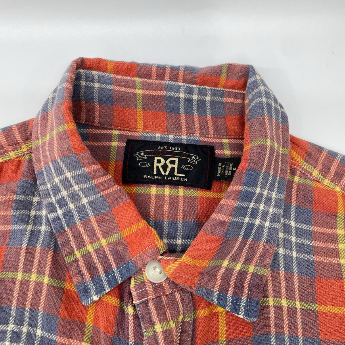 RRL ダブルアールエル 782889985001 オレンジ×ブルー コットン ヴィンテージチェック Farrell West Sport Shirt トップス
