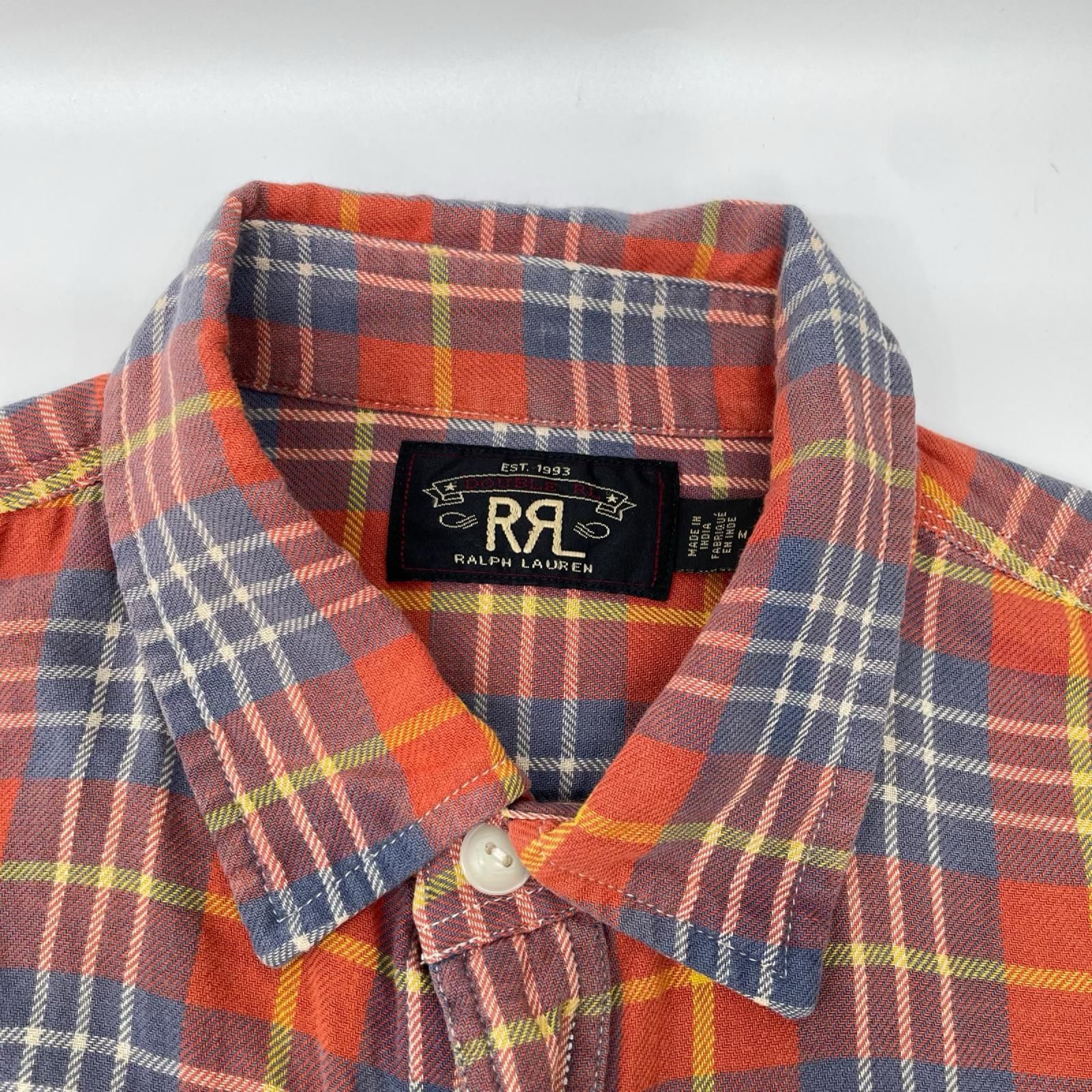 RRL ダブルアールエル 782889985001 オレンジ×ブルー コットン ヴィンテージチェック Farrell West Sport Shirt トップス