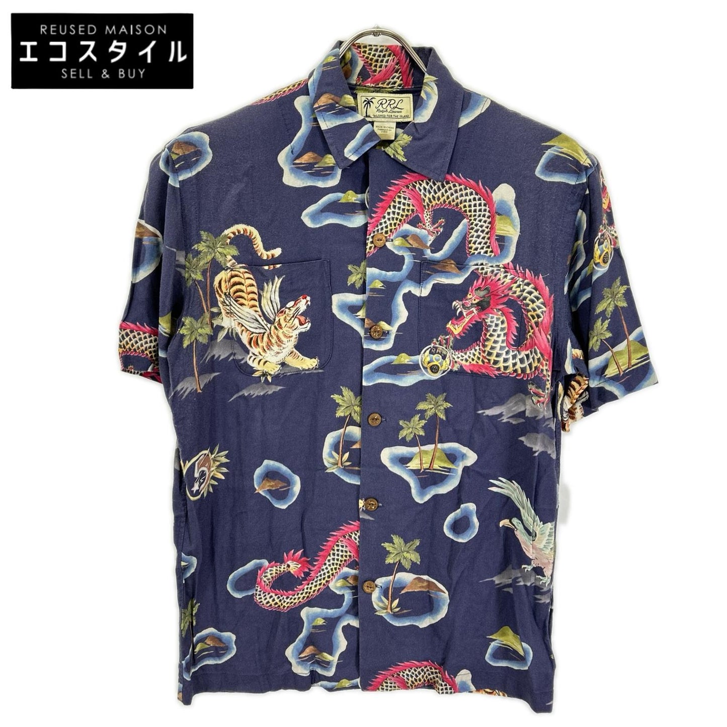 RRL ダブルアールエル 782733266001 ブルー レーヨン TROPICAL PRINT HAWAIIAN CAMP SHIRTS トップス