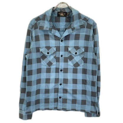 RRL ダブルアールエル 782826944001 ブルー×グレー コットン バッファローチェック ジャージーワークシャツ トップス