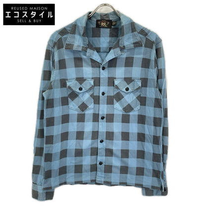 RRL ダブルアールエル 782826944001 ブルー×グレー コットン バッファローチェック ジャージーワークシャツ トップス