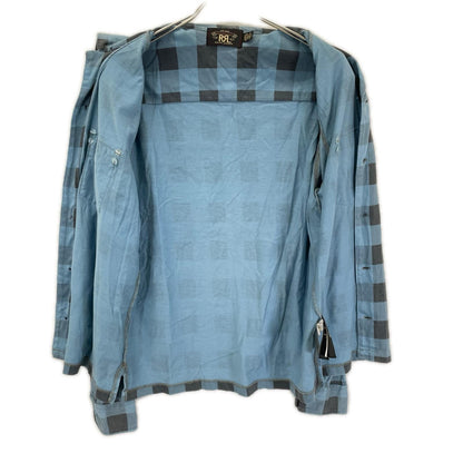 RRL ダブルアールエル 782826944001 ブルー×グレー コットン バッファローチェック ジャージーワークシャツ トップス