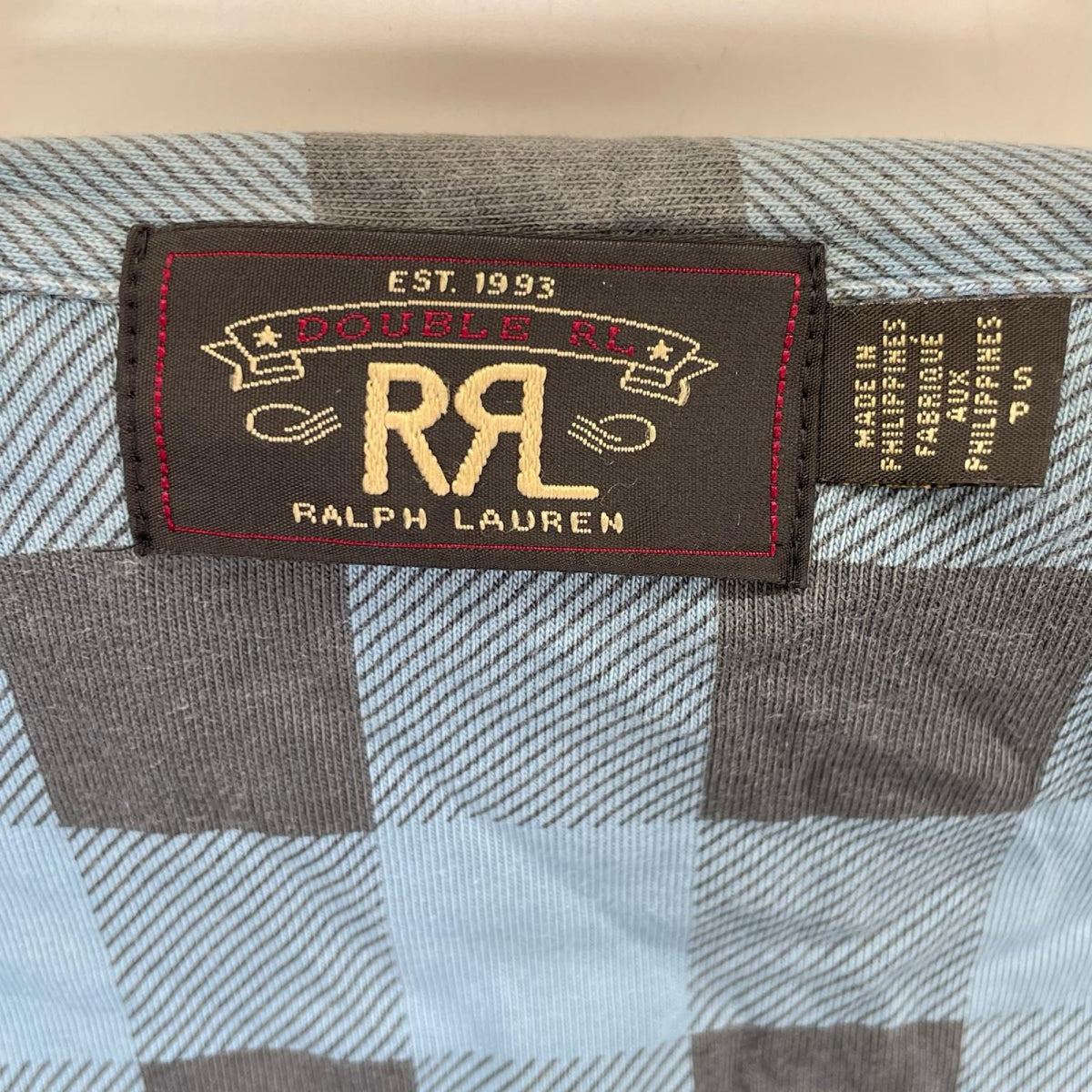 RRL ダブルアールエル 782826944001 ブルー×グレー コットン バッファローチェック ジャージーワークシャツ トップス