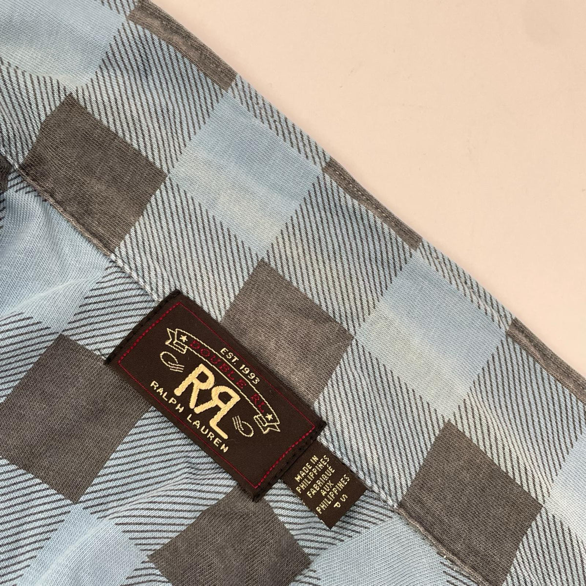 RRL ダブルアールエル 782826944001 ブルー×グレー コットン バッファローチェック ジャージーワークシャツ トップス