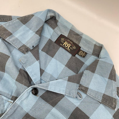 RRL ダブルアールエル 782826944001 ブルー×グレー コットン バッファローチェック ジャージーワークシャツ トップス