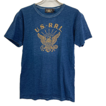 RRL ダブルアールエル 782733405001 インディゴブルー コットン 本藍染め スラブ織り ショートスリーブプリントカットソー トップス