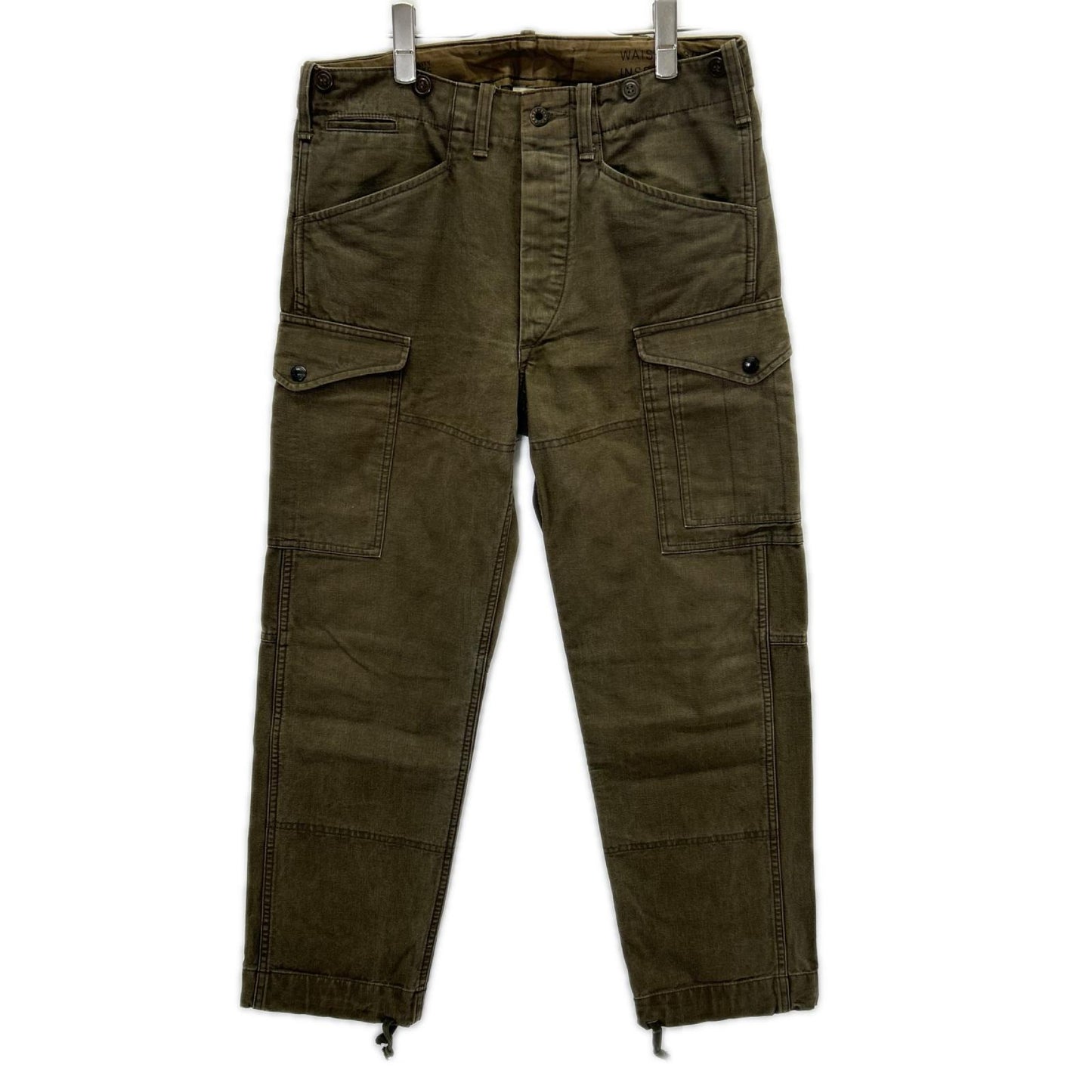 RRL ダブルアールエル 782872046001 オリーブ ピースダイキャンバス 染め加工 ドローストリング カーゴパンツ ボトムス