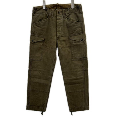 RRL ダブルアールエル 782872046001 オリーブ ピースダイキャンバス 染め加工 ドローストリング カーゴパンツ ボトムス