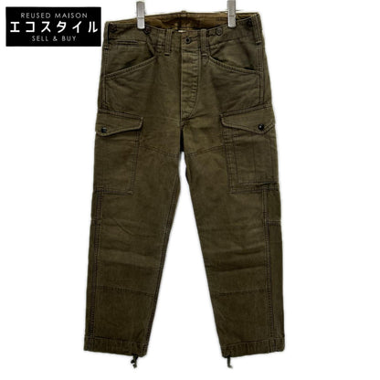 RRL ダブルアールエル 782872046001 オリーブ ピースダイキャンバス 染め加工 ドローストリング カーゴパンツ ボトムス