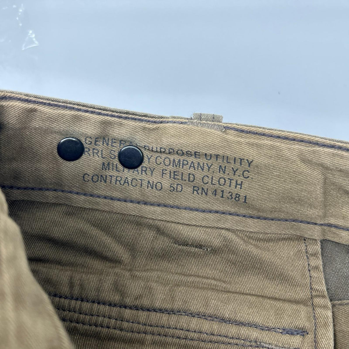RRL ダブルアールエル 782872046001 オリーブ ピースダイキャンバス 染め加工 ドローストリング カーゴパンツ ボトムス