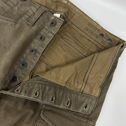 RRL ダブルアールエル 782872046001 オリーブ ピースダイキャンバス 染め加工 ドローストリング カーゴパンツ ボトムス