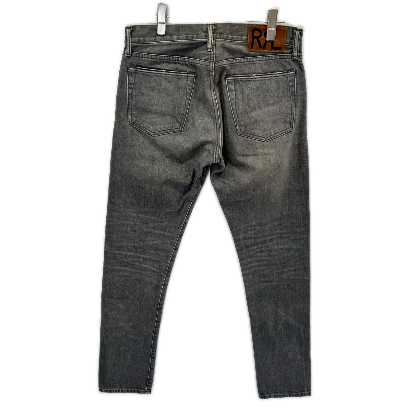 RRL ダブルアールエル 782538549002 グレー コットン ロゴ刺繍 ジップフライ スリムナロー5ポケットデニムパンツ ボトムス