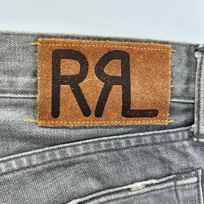 RRL ダブルアールエル 782538549002 グレー コットン ロゴ刺繍 ジップフライ スリムナロー5ポケットデニムパンツ ボトムス