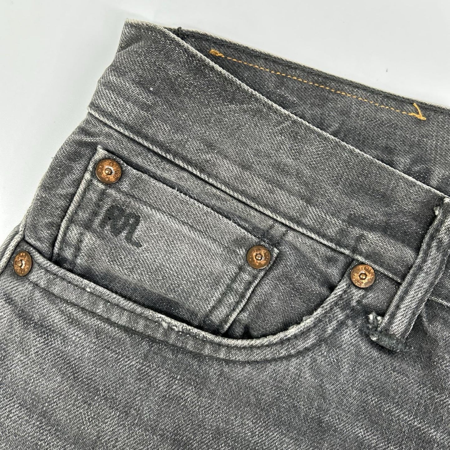 RRL ダブルアールエル 782538549002 グレー コットン ロゴ刺繍 ジップフライ スリムナロー5ポケットデニムパンツ ボトムス