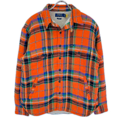 POLObyRalphLauren ポロラルフローレン オレンジ コットン クラシックフィット ボアライニング フリースラインド プラッド フランネルオーバーシャツジャケット ジャケット