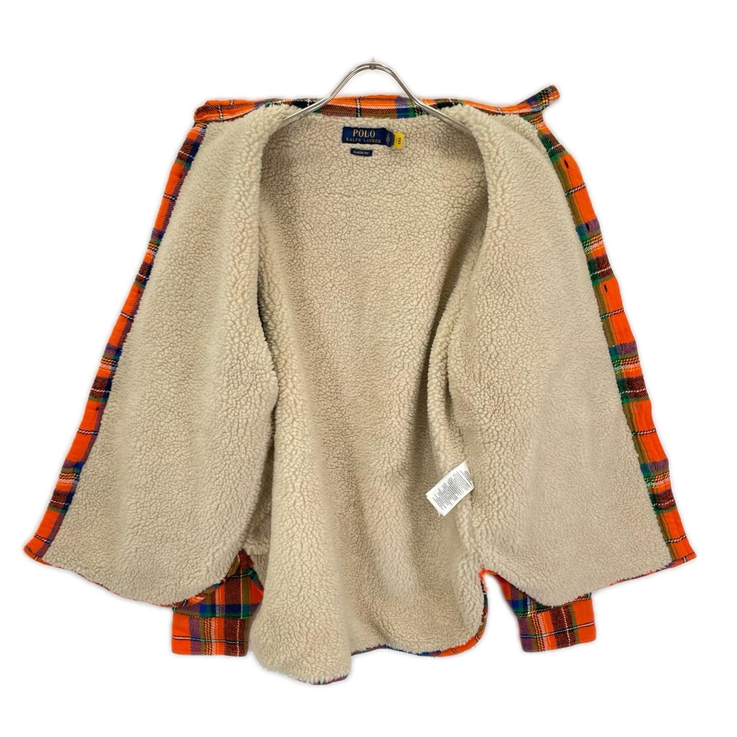 POLObyRalphLauren ポロラルフローレン オレンジ コットン クラシックフィット ボアライニング フリースラインド プラッド フランネルオーバーシャツジャケット ジャケット