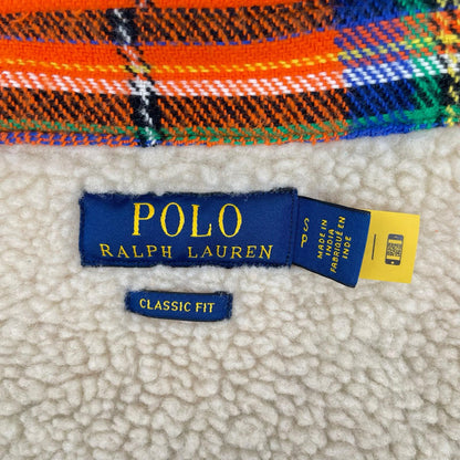 POLObyRalphLauren ポロラルフローレン オレンジ コットン クラシックフィット ボアライニング フリースラインド プラッド フランネルオーバーシャツジャケット ジャケット