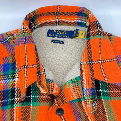 POLObyRalphLauren ポロラルフローレン オレンジ コットン クラシックフィット ボアライニング フリースラインド プラッド フランネルオーバーシャツジャケット ジャケット