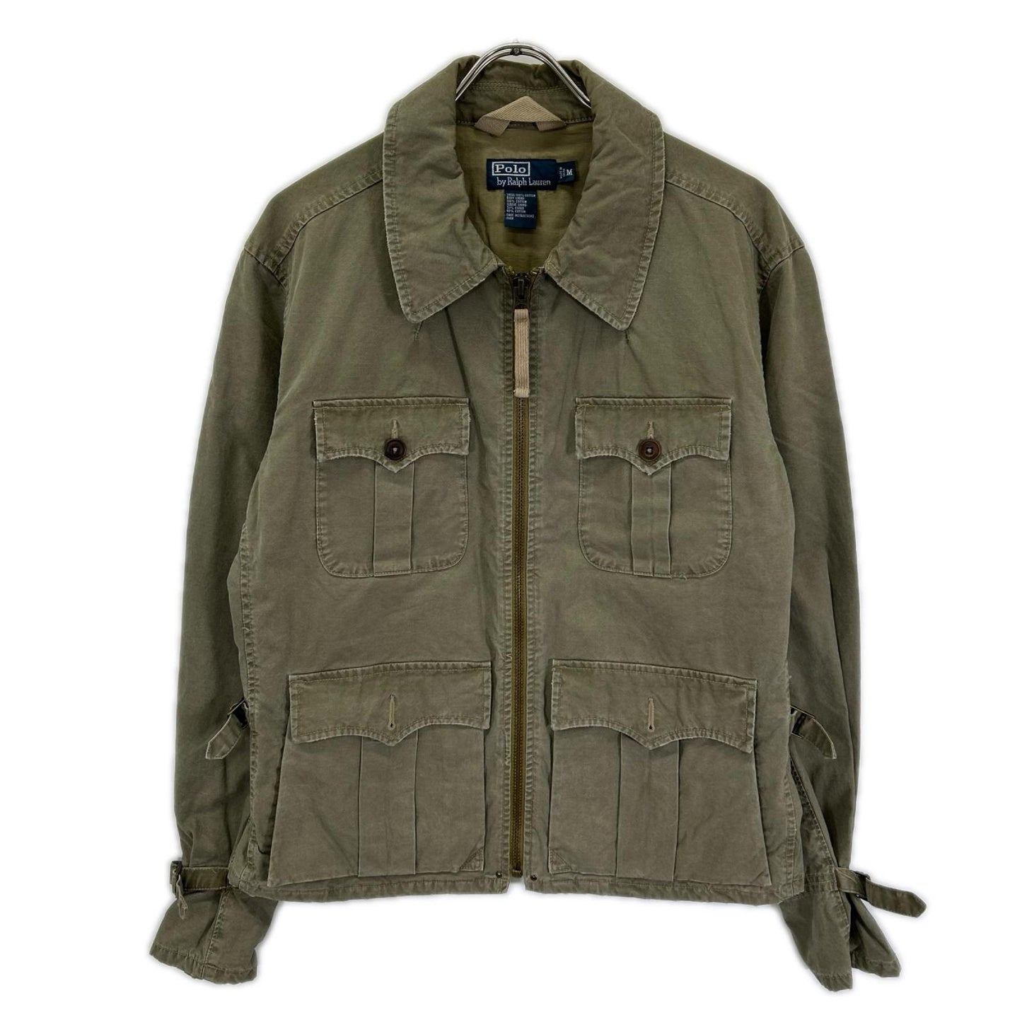 POLObyRalphLauren ポロラルフローレン 90's カーキ コットン TALONジップ チンストラップ ジップアップ サファリジャケット ジャケット