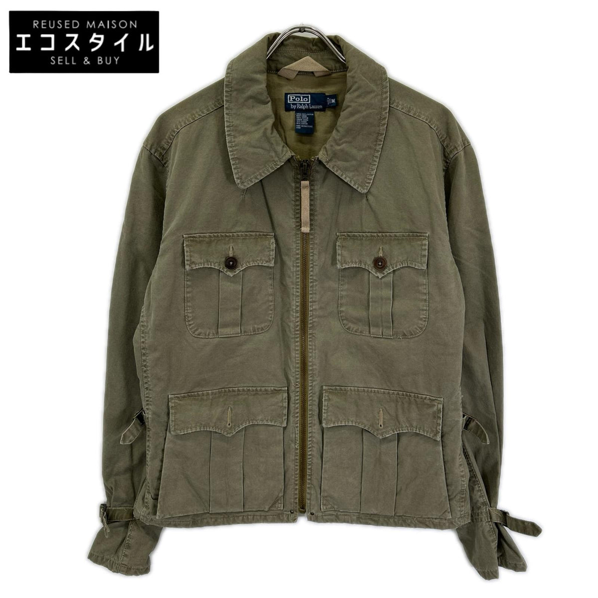 POLObyRalphLauren ポロラルフローレン 90's カーキ コットン TALONジップ チンストラップ ジップアップ サファリジャケット ジャケット