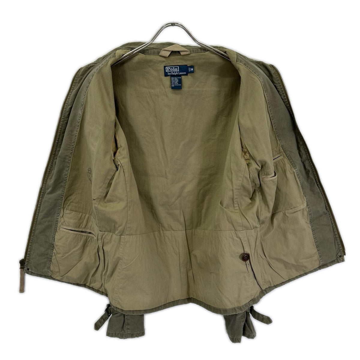 POLObyRalphLauren ポロラルフローレン 90's カーキ コットン TALONジップ チンストラップ ジップアップ サファリジャケット ジャケット