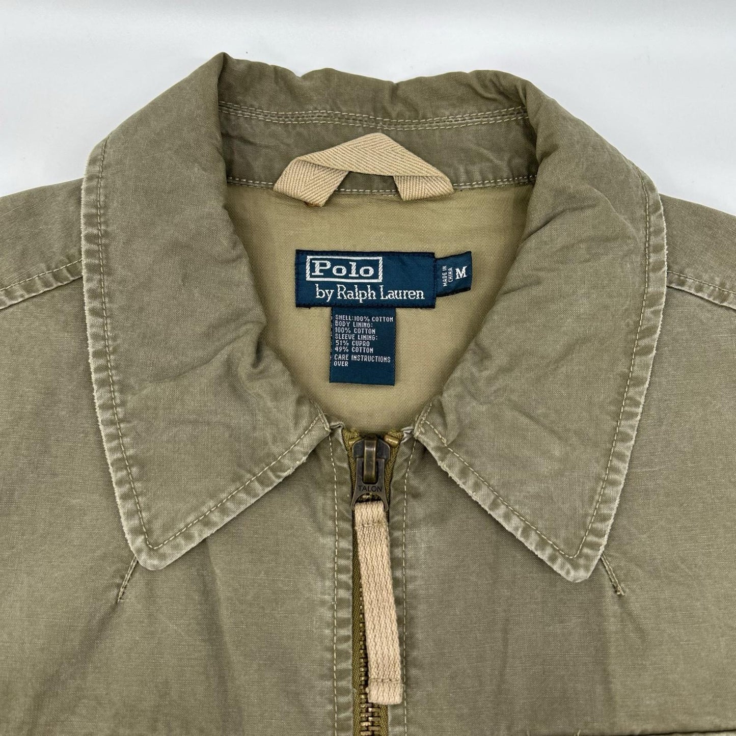 POLObyRalphLauren ポロラルフローレン 90's カーキ コットン TALONジップ チンストラップ ジップアップ サファリジャケット ジャケット