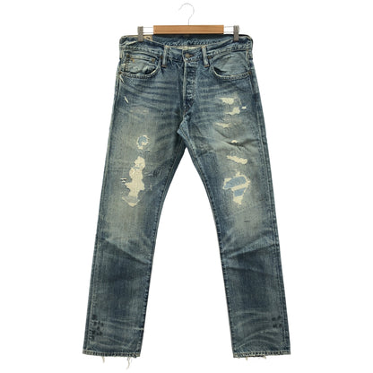 POLObyRalphLauren ポロラルフローレン 4700188340 オーセンティックダンガリー ウォッシュブルー ダメージ加工 ボタンフライ デニムパンツ ボトムス