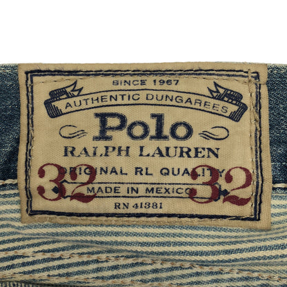 POLObyRalphLauren ポロラルフローレン 4700188340 オーセンティックダンガリー ウォッシュブルー ダメージ加工 ボタンフライ デニムパンツ ボトムス