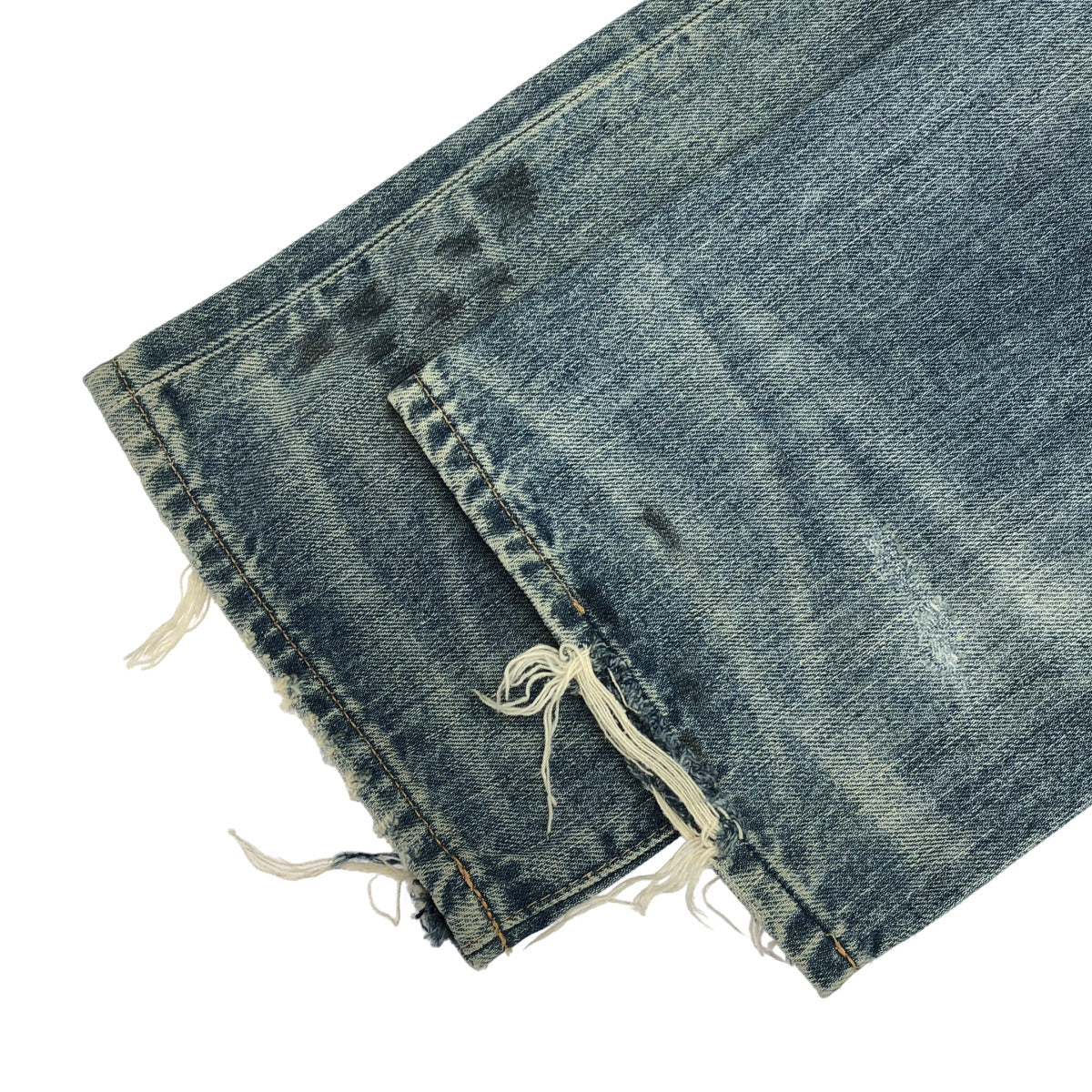 POLObyRalphLauren ポロラルフローレン 4700188340 オーセンティックダンガリー ウォッシュブルー ダメージ加工 ボタンフライ デニムパンツ ボトムス
