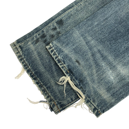 POLObyRalphLauren ポロラルフローレン 4700188340 オーセンティックダンガリー ウォッシュブルー ダメージ加工 ボタンフライ デニムパンツ ボトムス