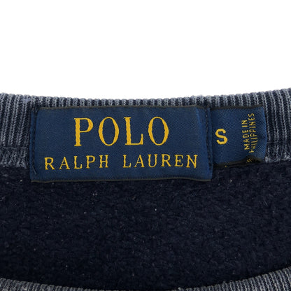 POLObyRalphLauren ポロラルフローレン ネイビー コットン フロッキープリント ヴィンテージ加工スウェットプルオーバー トップス