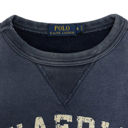 POLObyRalphLauren ポロラルフローレン ネイビー コットン フロッキープリント ヴィンテージ加工スウェットプルオーバー トップス