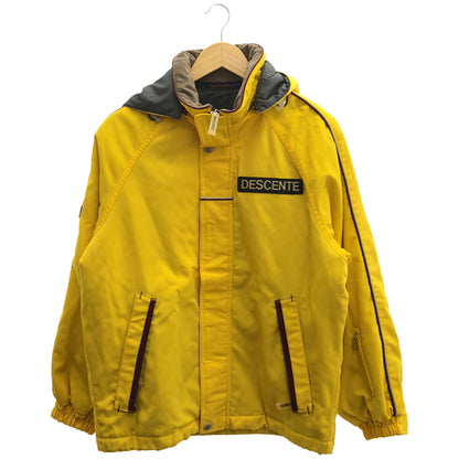 DESCENTE デサント CMP-3401 イエロー ポリエステル ラバーロゴ ジップアップ フーデッドスキージャケット トップス