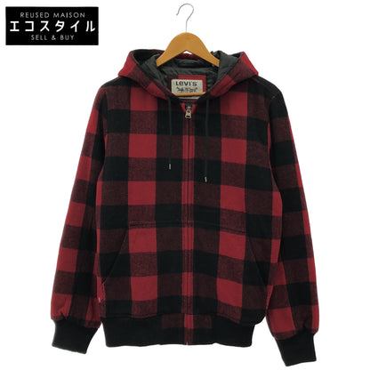 LEVI'S リーバイス LM9RH047 レッド×ブラック ウール混 チェック柄デザインジップフーディ トップス