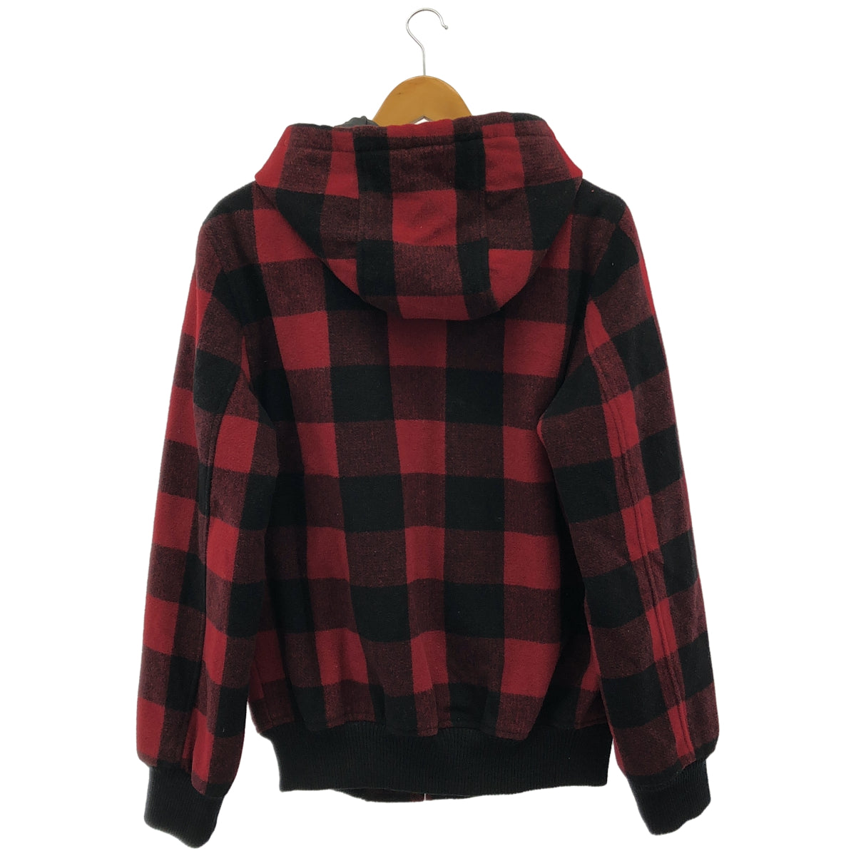 LEVI'S リーバイス LM9RH047 レッド×ブラック ウール混 チェック柄デザインジップフーディ トップス