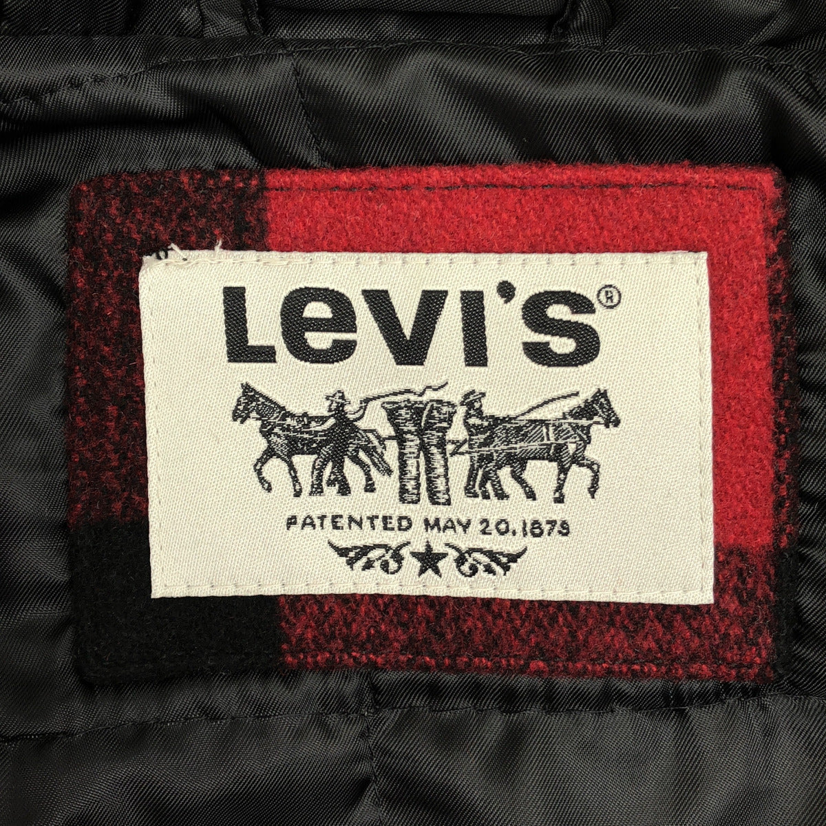 LEVI'S リーバイス LM9RH047 レッド×ブラック ウール混 チェック柄デザインジップフーディ トップス