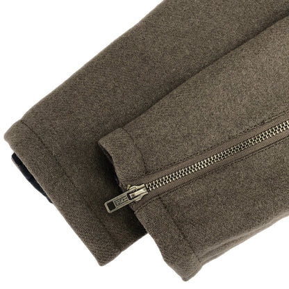 YMC ワイエムシー グレー×ネイビー ウール ボーダーデザイン ジップアップクロップドジャケット トップス