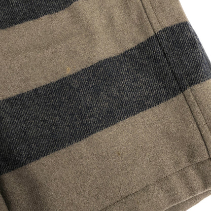 YMC ワイエムシー グレー×ネイビー ウール ボーダーデザイン ジップアップクロップドジャケット トップス