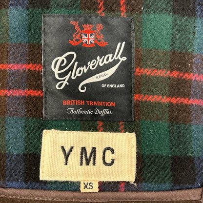 gloverall グローバーオール ×YMC ダークブラウン ウールブレンド アームパッチ チェックライニング スポーツジャケット コート