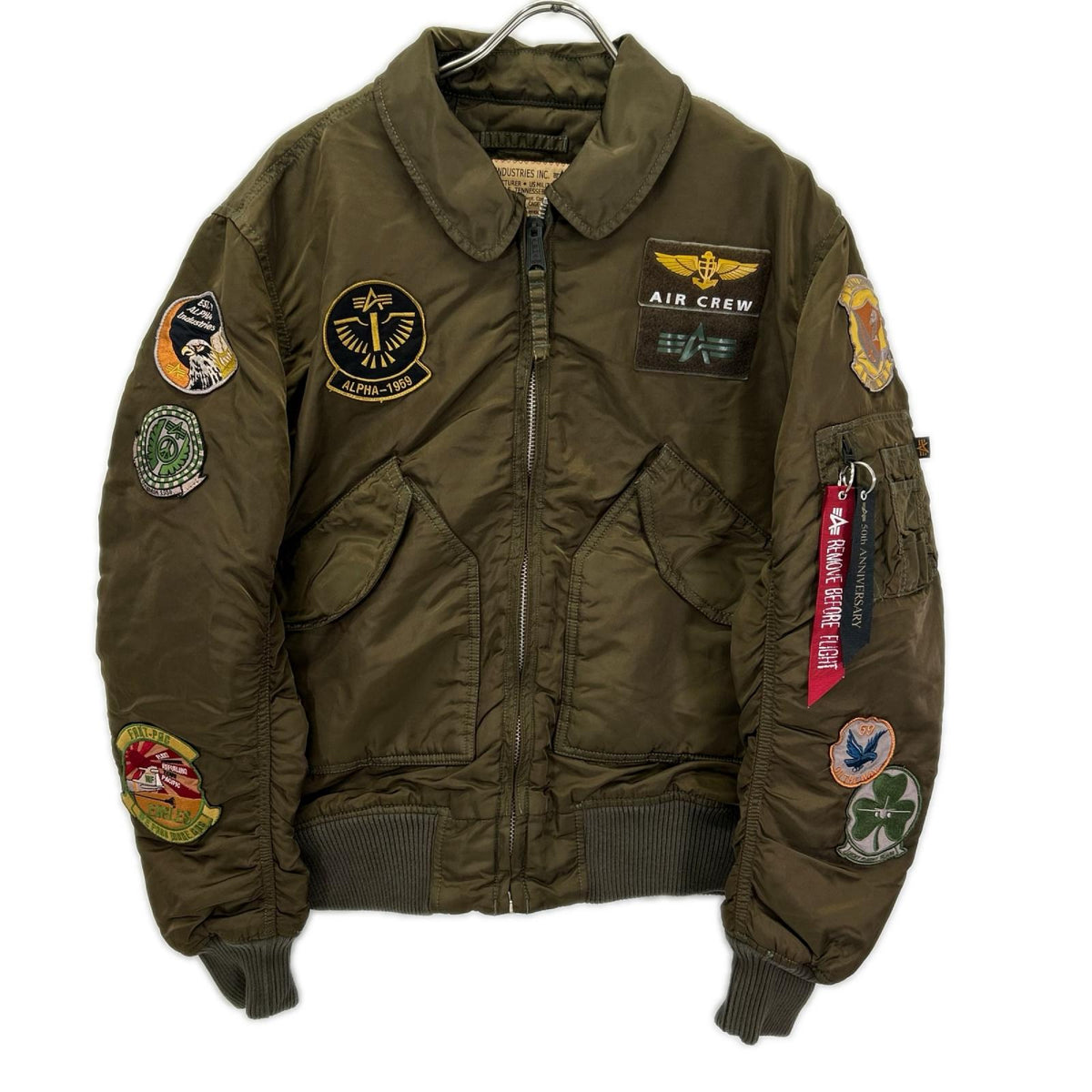 ALPHA INDUSTRIES アルファインダストリーズ MIL-J-23230A CWU-45 カーキ ナイロン AIR-CREW ワッペン MA-1 フライトジャケット ジャケット