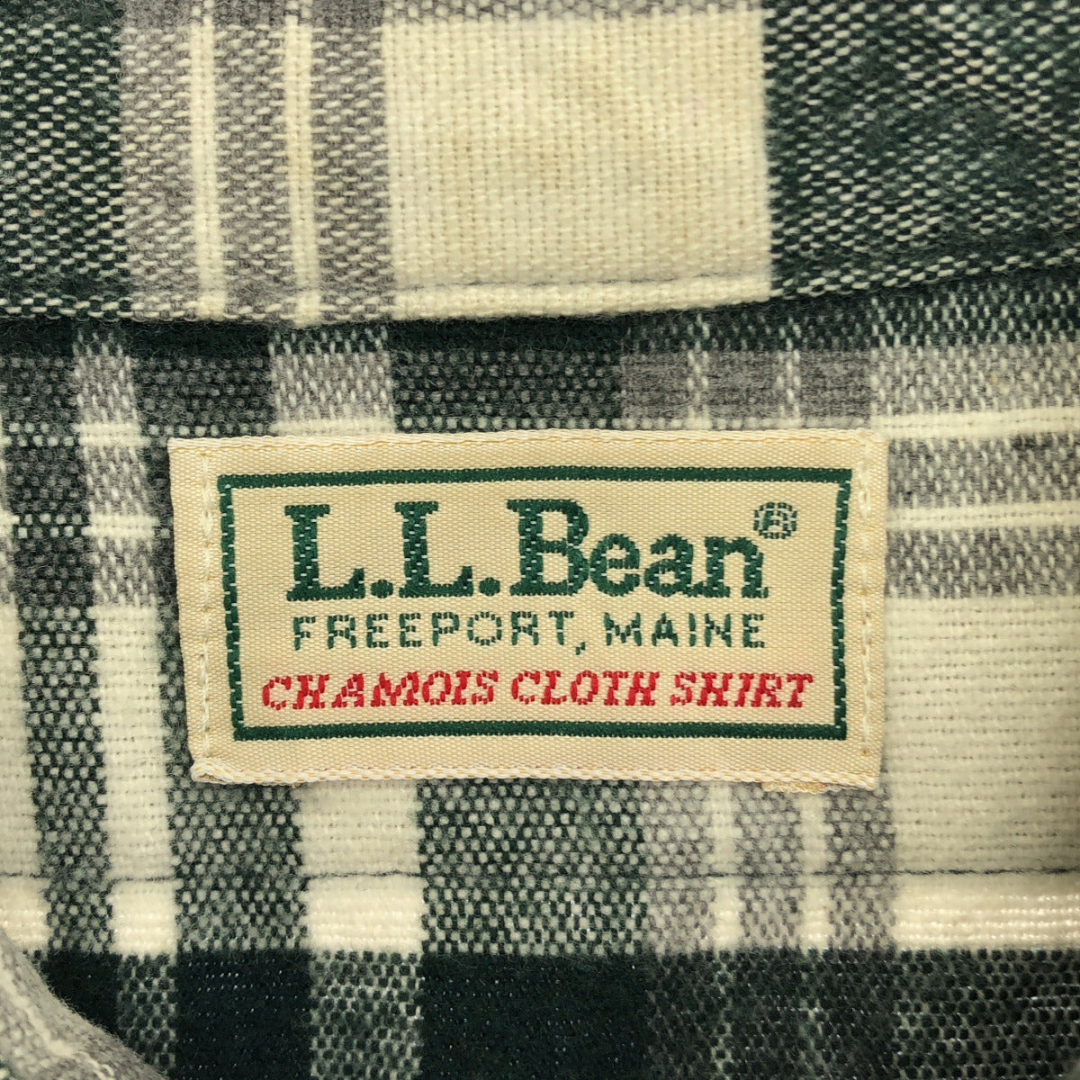 L.L.Bean エルエルビーン 90's グリーン×ホワイト コットン フランネルチェックシャツ トップス