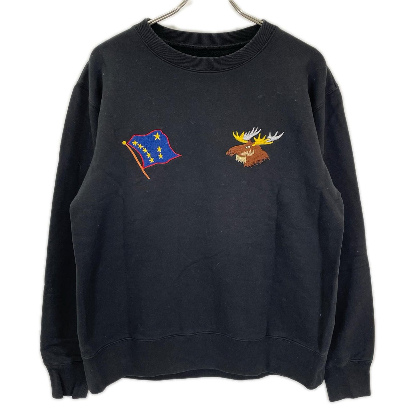 TOYO ENTERPRISE COMPANY LTD. 東洋エンタープライズ TT69300 ブラック コットン SUKA CREW SWEAT EMBROIDERED ALASKA トップス