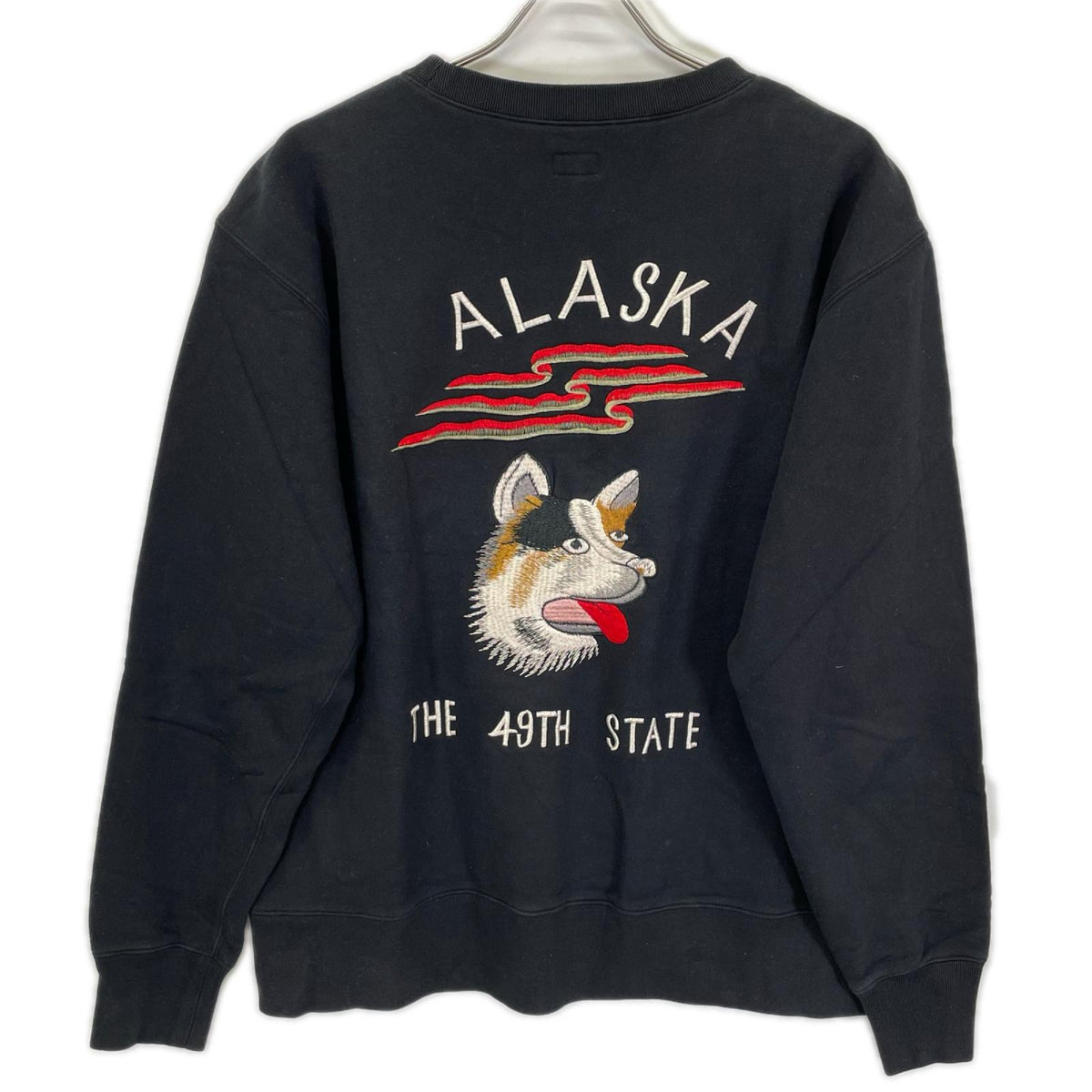 TOYO ENTERPRISE COMPANY LTD. 東洋エンタープライズ TT69300 ブラック コットン SUKA CREW SWEAT EMBROIDERED ALASKA トップス