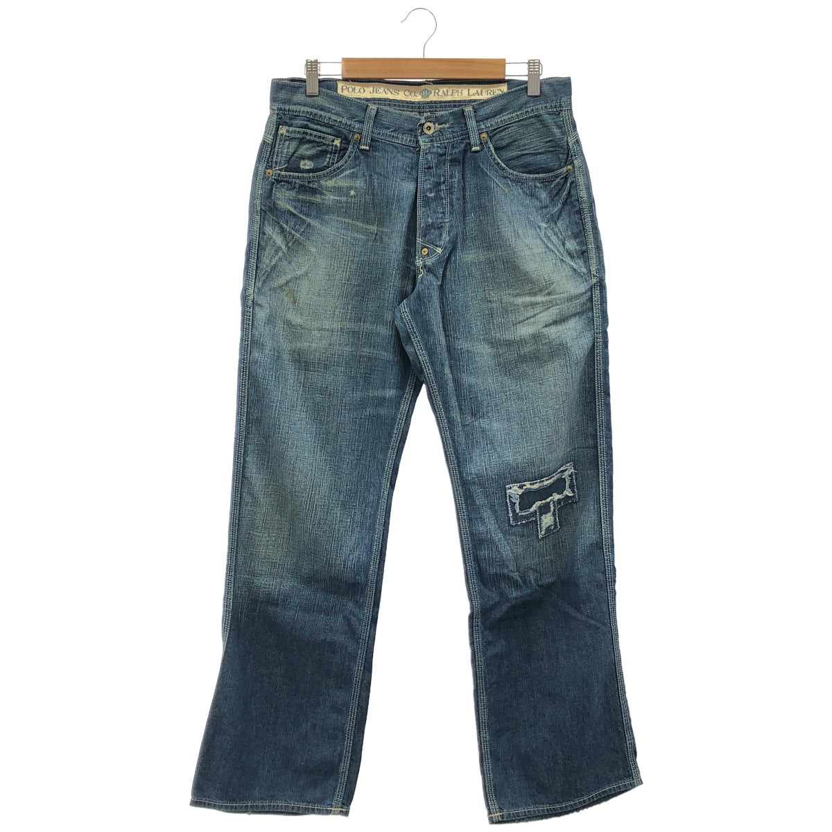 Polo Jeans ポロジーンズ 90's-00's No.67 ウォッシュブルー ボタンフライ リペアードデニムパンツ ボトムス