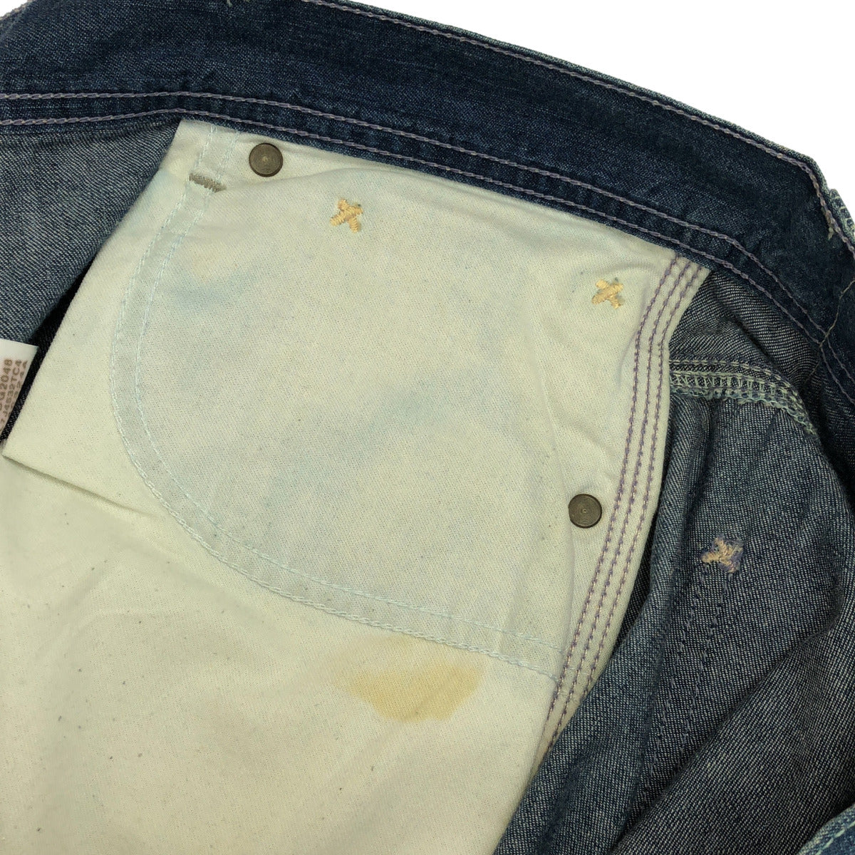 Polo Jeans ポロジーンズ 90's-00's No.67 ウォッシュブルー ボタンフライ リペアードデニムパンツ ボトムス