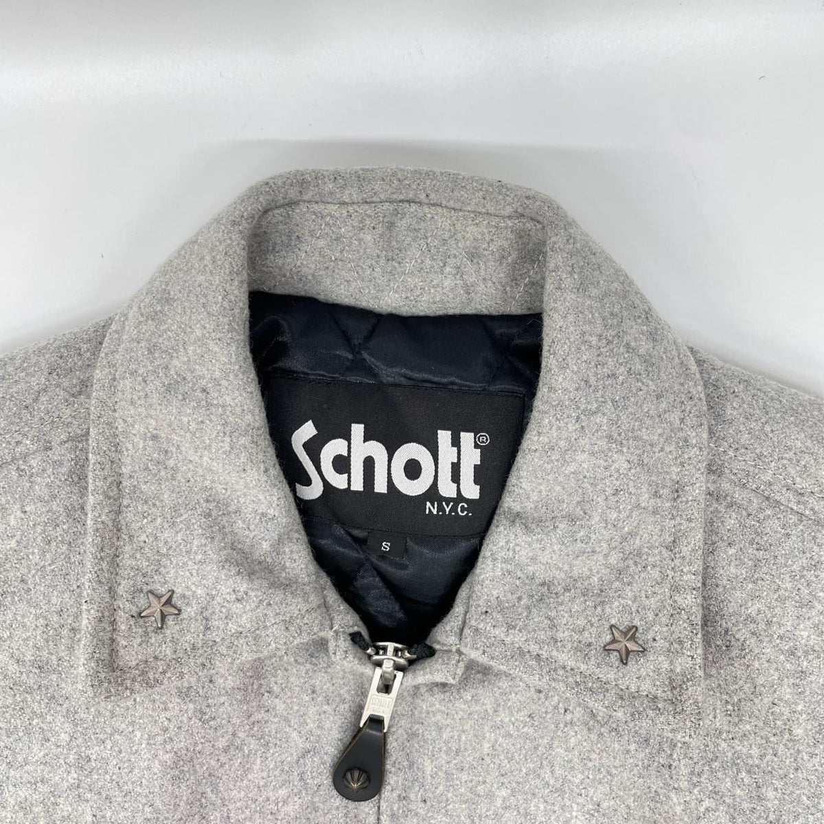 schott ショット 3122024 グレー ウール キルトライニング ワンスター ジップアップジャケット ジャケット