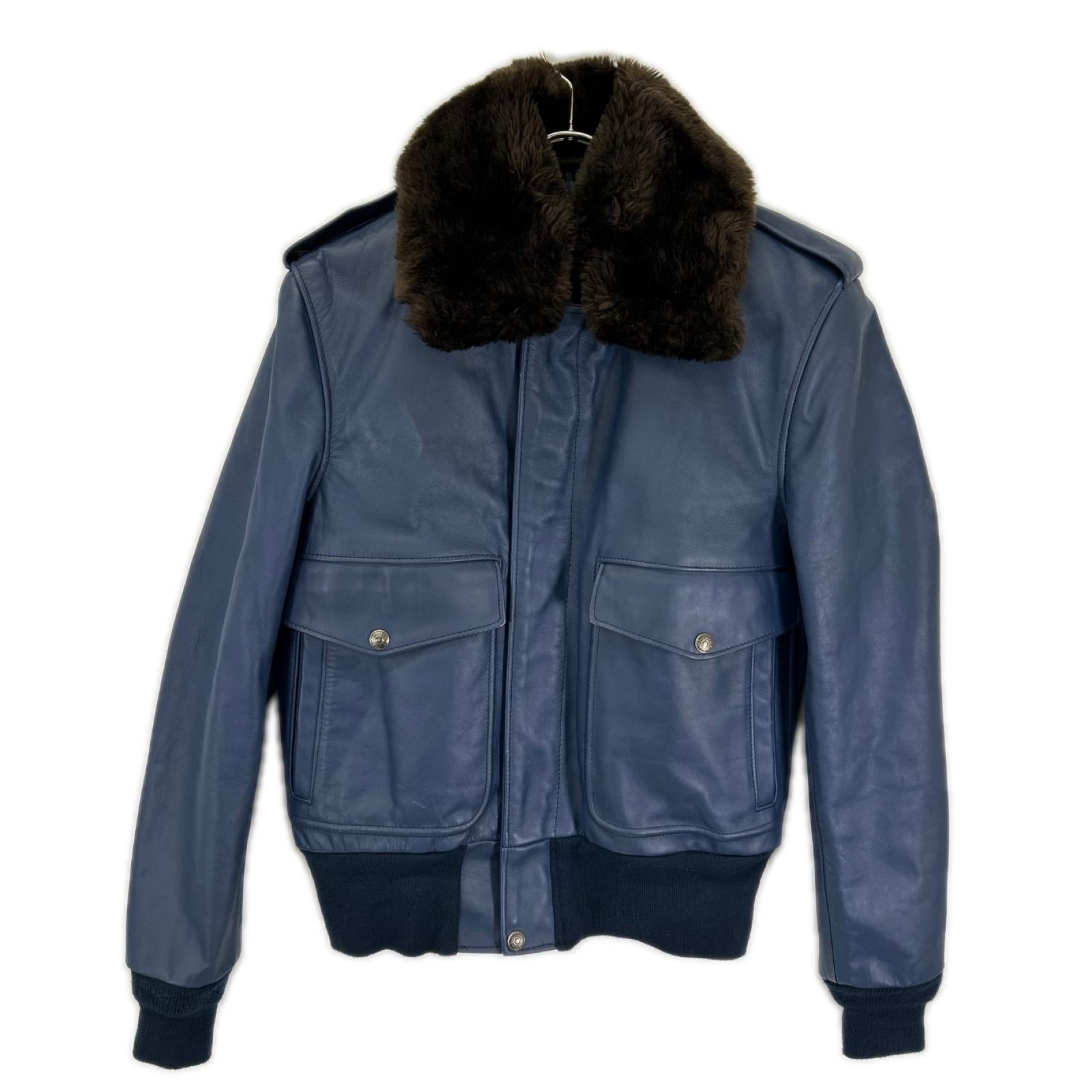 schott ショット ×NISUS HOTEL 7010 174US ネイビー×ダークブラウン オイルドカウハイド ボアカラー G-1 ボンバージャケット ジャケット