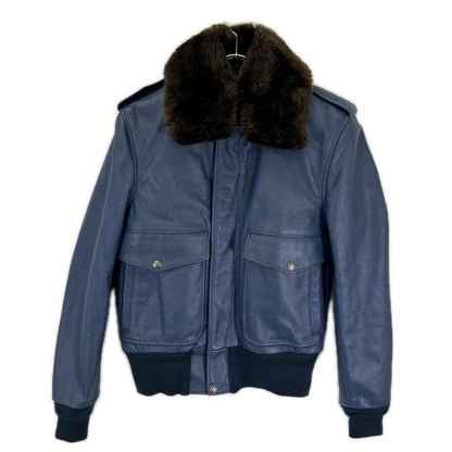 schott ショット ×NISUS HOTEL 7010 174US ネイビー×ダークブラウン オイルドカウハイド ボアカラー G-1 ボンバージャケット ジャケット