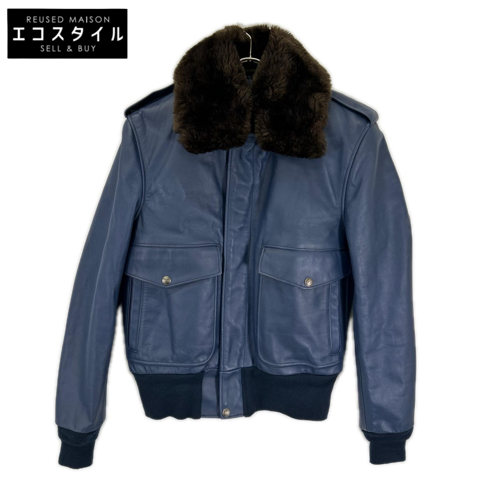 schott ショット ×NISUS HOTEL 7010 174US ネイビー×ダークブラウン オイルドカウハイド ボアカラー G-1 ボンバージャケット ジャケット