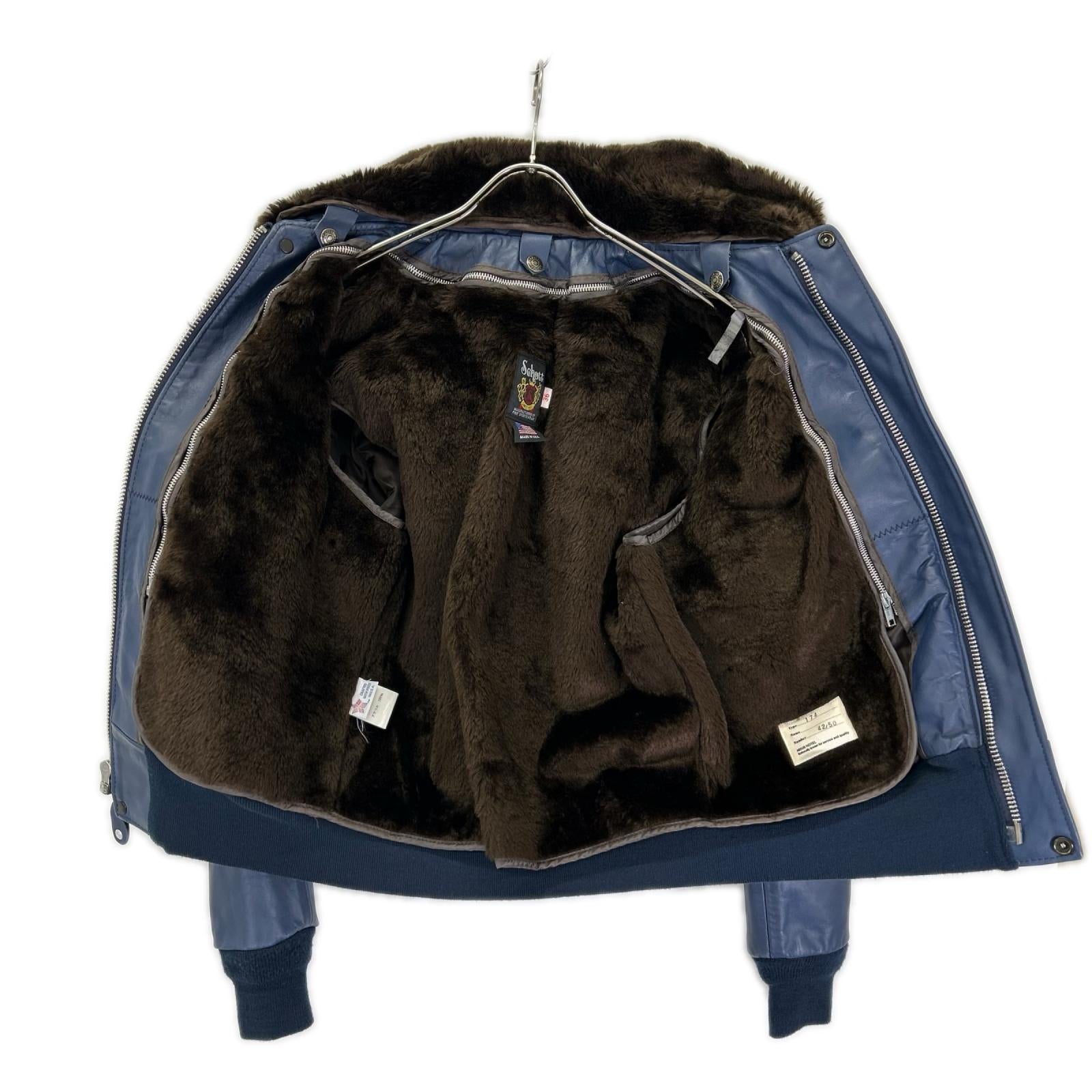 schott ショット ×NISUS HOTEL 7010 174US ネイビー×ダークブラウン オイルドカウハイド ボアカラー G-1 ボンバージャケット ジャケット